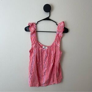 Vineyard Vines Women's Pink Striped Flutter Sleeve Top Large